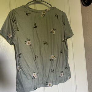 Floral Print Green Women's Top